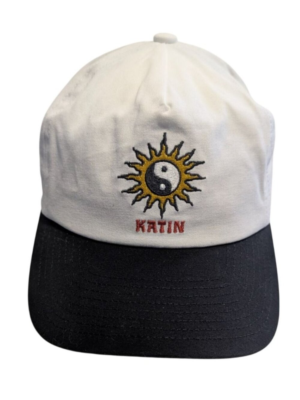 Katin Sunfire Snapback Hat Yin Yang Sun Embroidered Surf Cap White Black